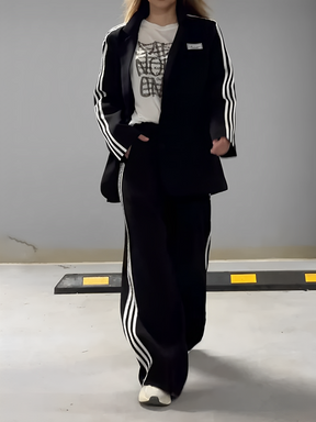 Conjunto Feminino Claire – Blazer Oversized e Calça Pantalona com Listras | Moda Casual Chic