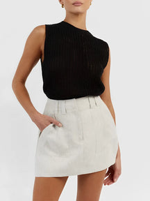Blusa Feminina Regata Vintage com Detalhes Vazados - Malie