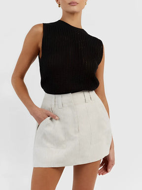Blusa Feminina Regata Vintage com Detalhes Vazados - Malie