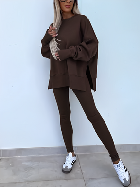 Conjunto Feminino de Moletom Oversized com Suéter Mullet e Calça Legging– Nayra