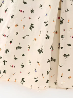 Vestido Feminino Midi de Linho com Estampa Floral e Amarração nas Costas - Malu