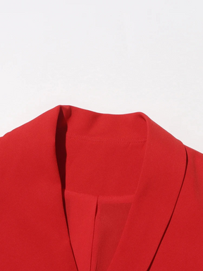 Vestido Feminino Midi Vermelho Decote em V Elegante Acinturado e Sem Mangas - Elysia