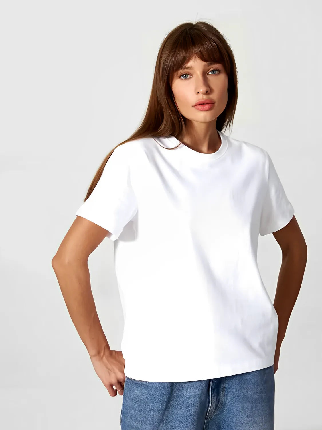 Blusa Feminina Básica de Algodão Manga Curta Decote Redondo - Cibele