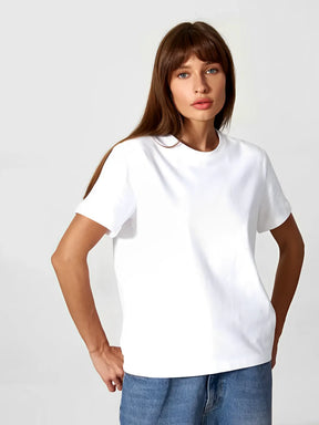 Blusa Feminina Básica de Algodão Manga Curta Decote Redondo - Cibele