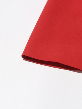 Vestido Feminino Midi Vermelho Decote em V Elegante Acinturado e Sem Mangas - Elysia