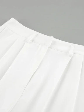 Calça Feminina Pantalona Branca Cintura Alta com Fecho e Zíper - Zoe