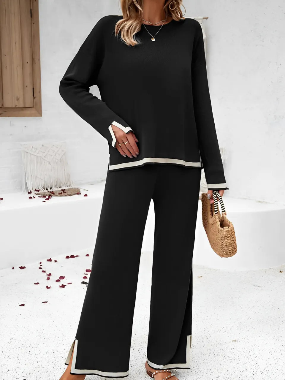 Conjunto Feminino Luna: Blusa Mullet e Calça com Cós Elástico – Look Comfy e Elegante