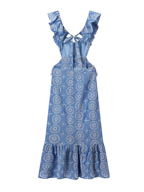 Vestido Feminino Longo Laise Recortes na Cintura e Babados - Catarina
