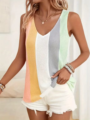 Blusa Feminina Regata Básica Colorida com Decote em V - Tauane