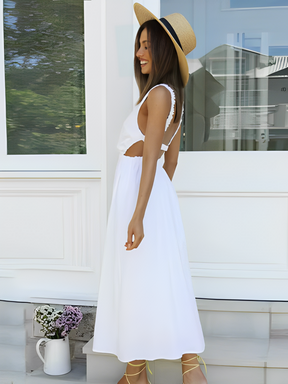 Vestido Feminino Midi sem Mangas com Elástico e Costas Abertas - Vera