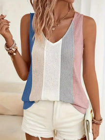 Blusa Feminina Regata Básica Colorida com Decote em V - Tauane