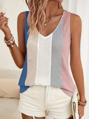 Blusa Feminina Regata Básica Colorida com Decote em V - Tauane