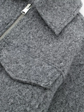 Jaqueta Feminina Bomber de Lã com Bolsos e Zíper - Jessy