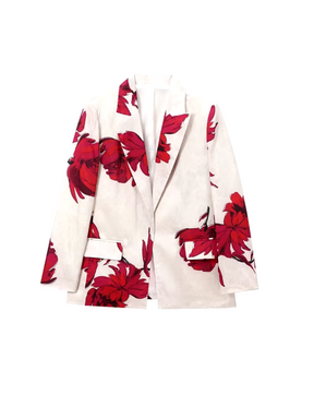 Conjunto Feminino Floral de Alfaiataria com Blazer de Botão e Calça Flare - Lia