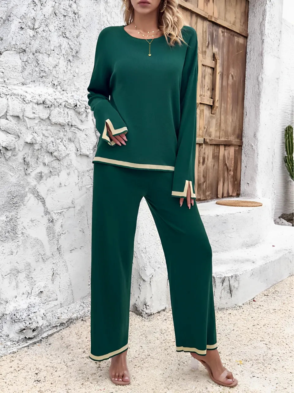 Conjunto Feminino Luna: Blusa Mullet e Calça com Cós Elástico – Look Comfy e Elegante