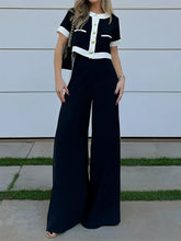Conjunto Feminino Confortável Blusa Cropped com Botões e Calça de Cintura Alta - Victoria