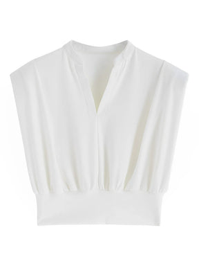 Blusa Feminina Básica com Gola Padre e Decote em V - Veronica