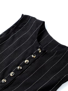 Conjunto Feminino Risca de Giz Colete com Botões e Amarração nas Costas e Saia Curta - Dara
