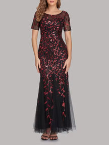 Vestido Feminino Longo de Festa Sereia com Tule e Bordados - Lyra