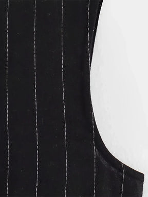 Conjunto Feminino Risca de Giz Colete com Botões e Amarração nas Costas e Saia Curta - Dara
