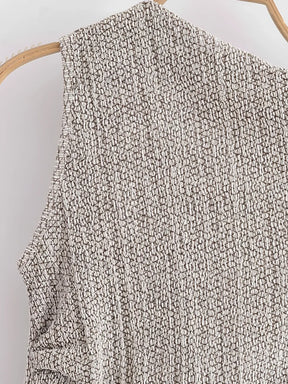 Conjunto Feminino Texturizado Blusa Ombro Caído e Calça Pantalona - Wendy