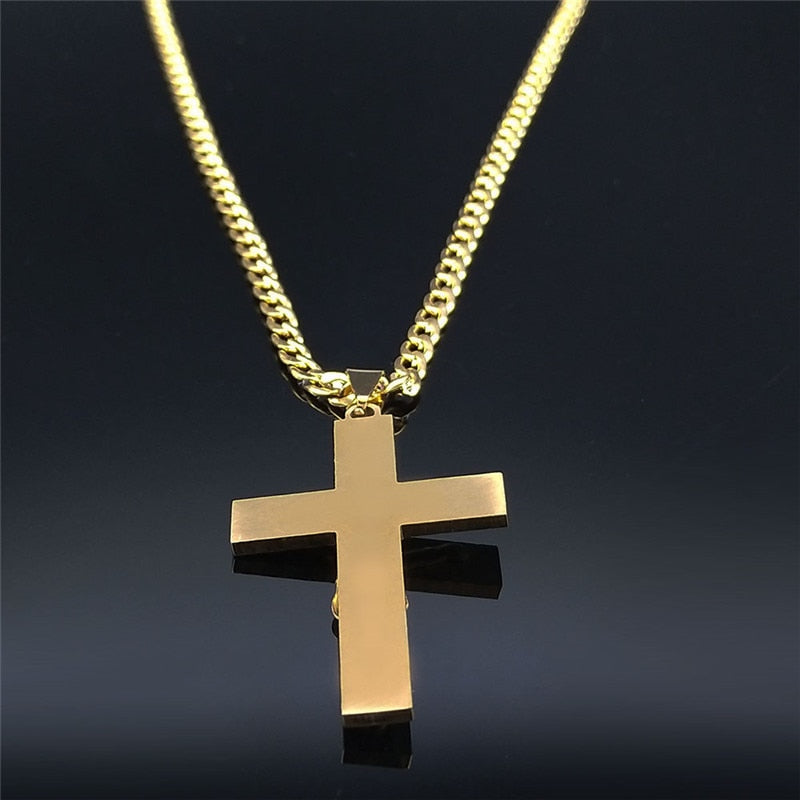 Corrente Crucifico com Pai Nosso Banhando a ouro 18k