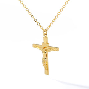 Corrente Crucifixo de Aço Inoxidável Banhado a Ouro 18K