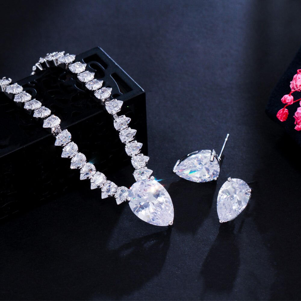 Conjunto Riviera Colar e Brincos de Cristais de Zirconia