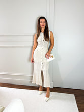 Vestido Feminino Midi de Tricô Sem Mangas com Abertura de Botões - Manon