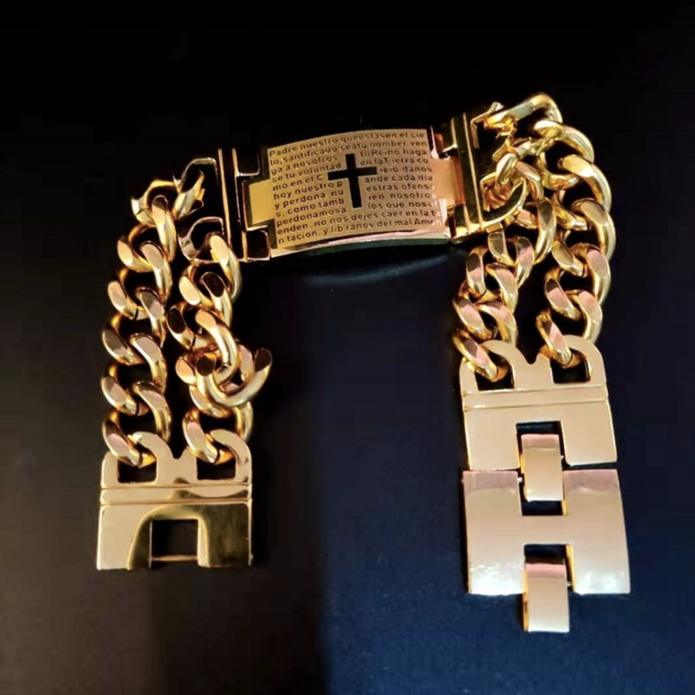 Conjunto Crucifixo em Aço Inoxidável