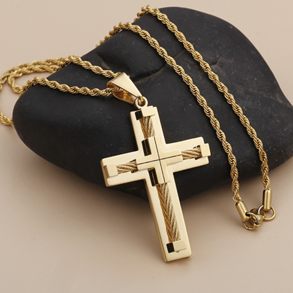 Corrente com Crucifixo Banhado a Ouro 18k - Royal Blink