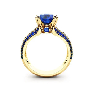 Anel HOYON 14K Ouro Cor Azul Safira