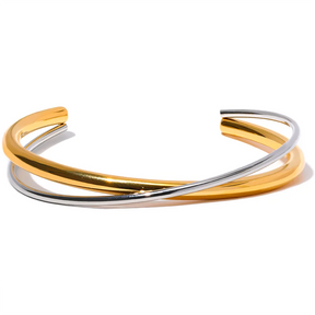 Pulseira 18k banhado a ouro dupla cor