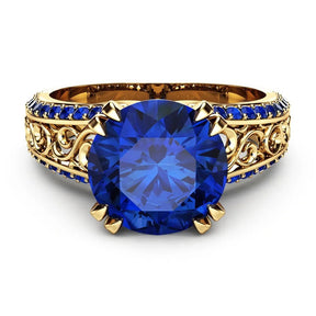 Anel HOYON 14K Ouro Cor Azul Safira