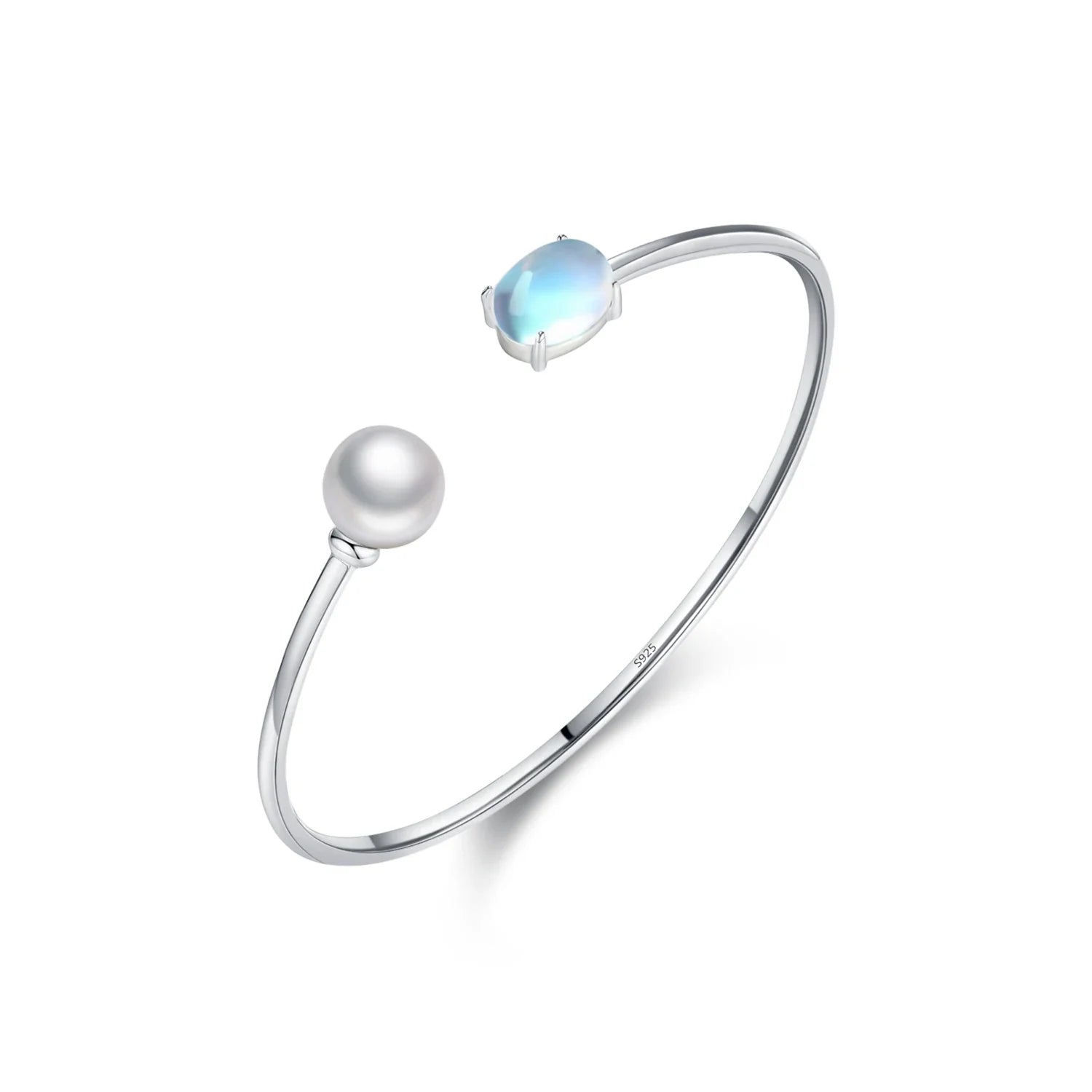 Pulseira Oval Ajustável Pérola Prata 925