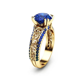 Anel HOYON 14K Ouro Cor Azul Safira