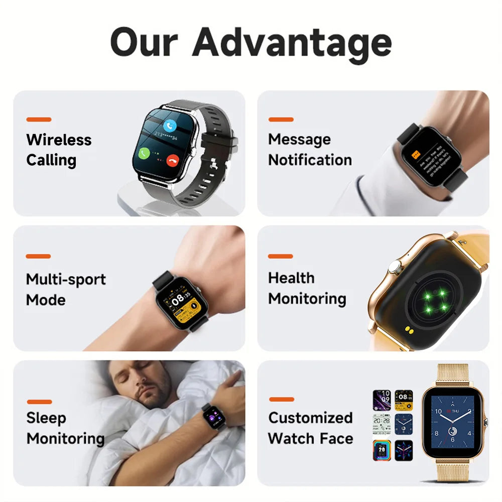 Relógio Smartwatch Android  1.44 "Tela Colorida Toque Completo Mostrador Personalizado Chamada Bluetooth