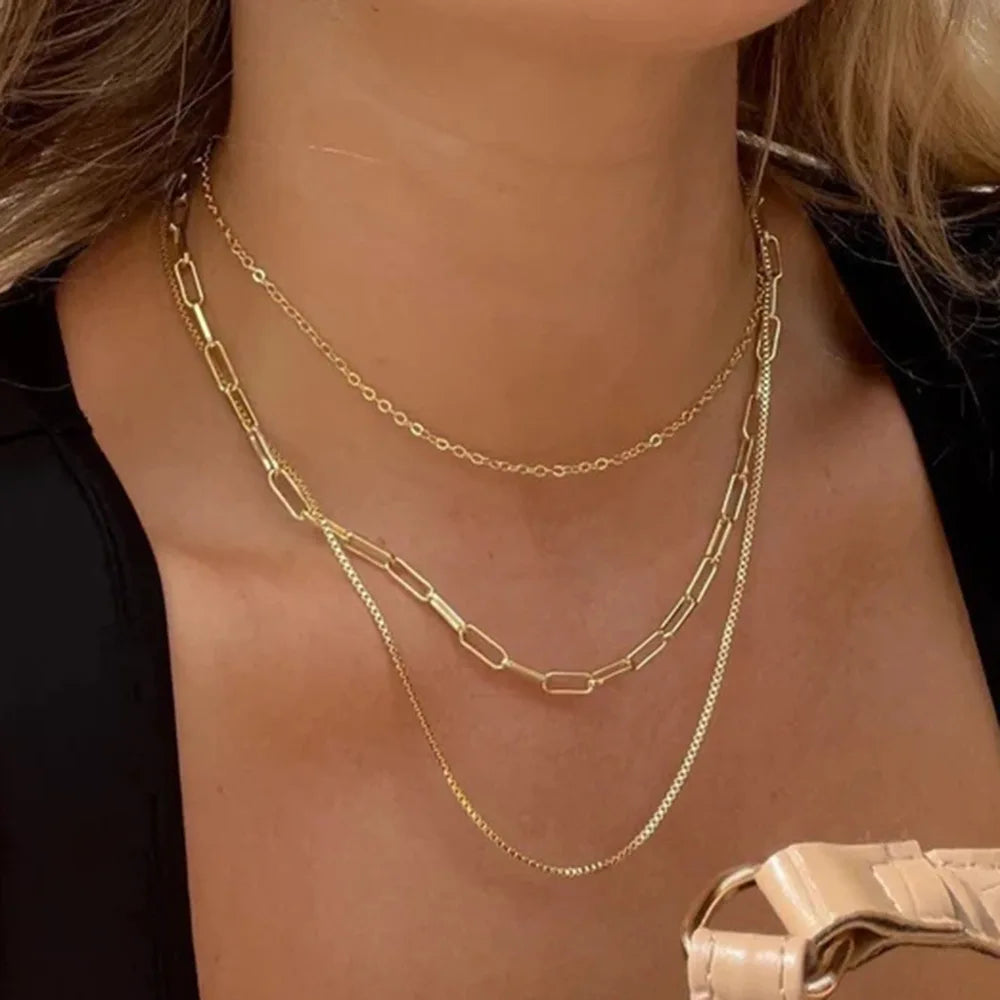 Colar Chian Neckalce Aço inoxidável PVD 18K banhado a ouro