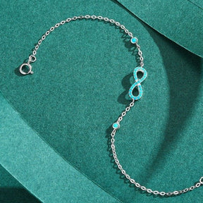 Pulseira Prata Infinito Turquesa de Prata